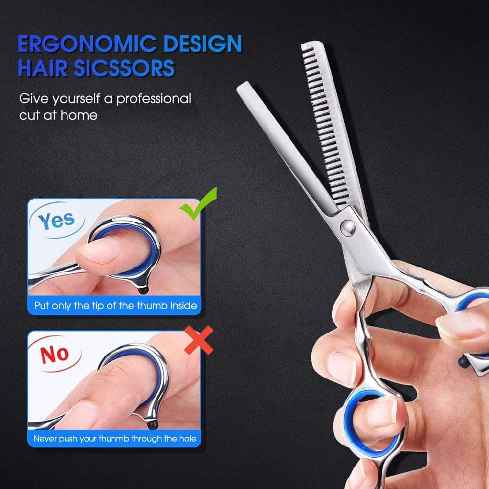 11-Piece Hairdressing Set with Scissors, Combs, Clips and Cape