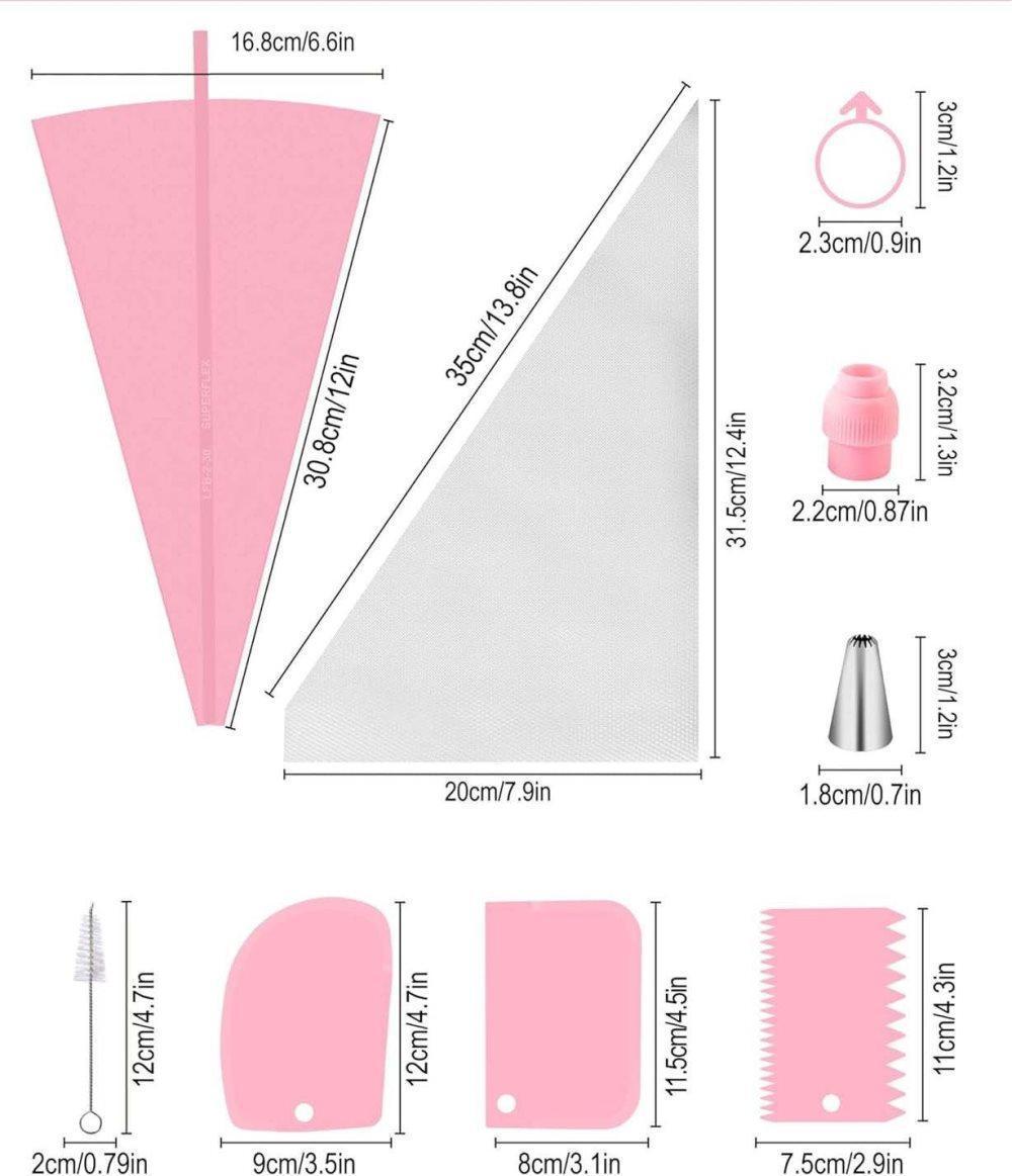 40-Piece Piping Bag Set with Nozzles for Cake Decorating, Pastry, and Desserts