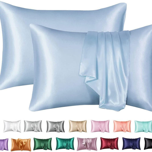 2-Pack Satin Pillowcase, Light Blue, 50 x 75cm