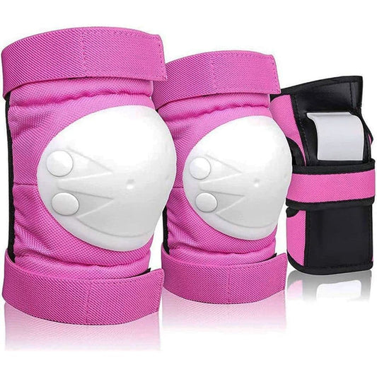 6-in-1 Protective Gear Set for Roller Skating Skateboarding with Adjustable Knee Elbow Wrist Guards, One Size, Pink