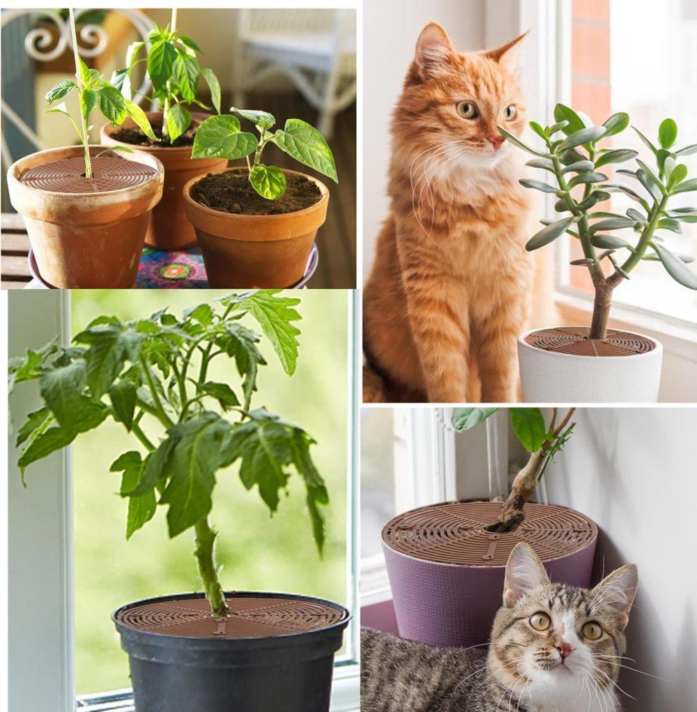 2-pack Brown Pot Covers, Waterproof and Cuttable, Prevents Pets from Digging, Compatible with Indoor and Outdoor Gardens, S
