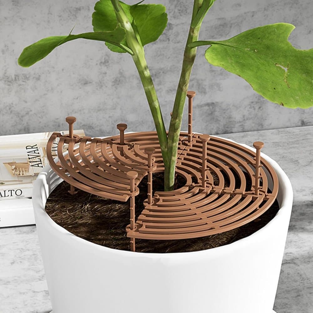 2-Pack Waterproof Cuttable Pot Covers, Prevents Pets from Digging, for Indoor and Outdoor Gardens, L, Brown