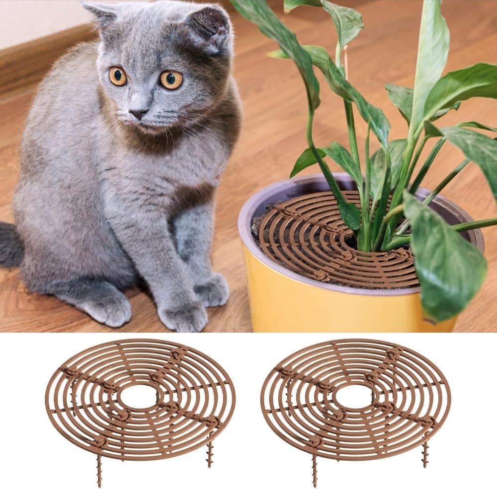 2-Pack Waterproof Cuttable Pot Covers, Prevents Pets from Digging, for Indoor and Outdoor Gardens, L, Brown