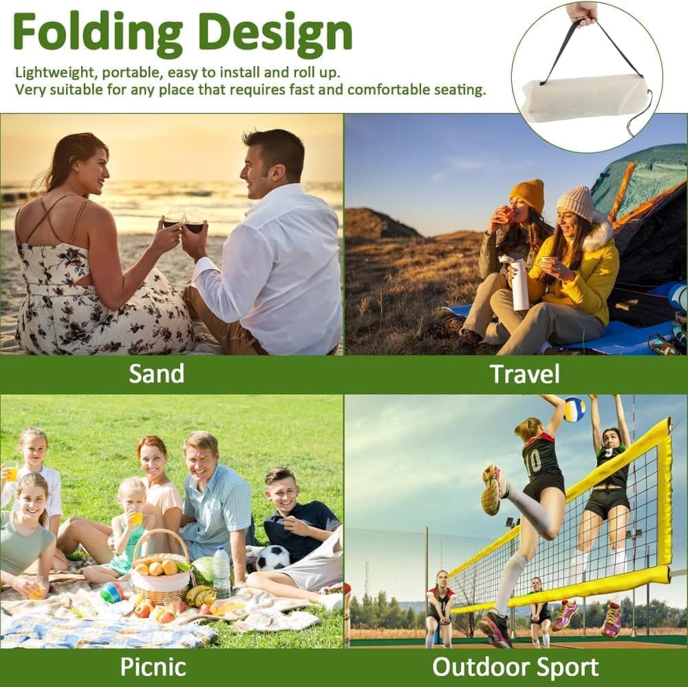 Foldable Beach Chair with Storage Bag, Collapsible Sun Lounger, Lightweight Camping Chair, Beige