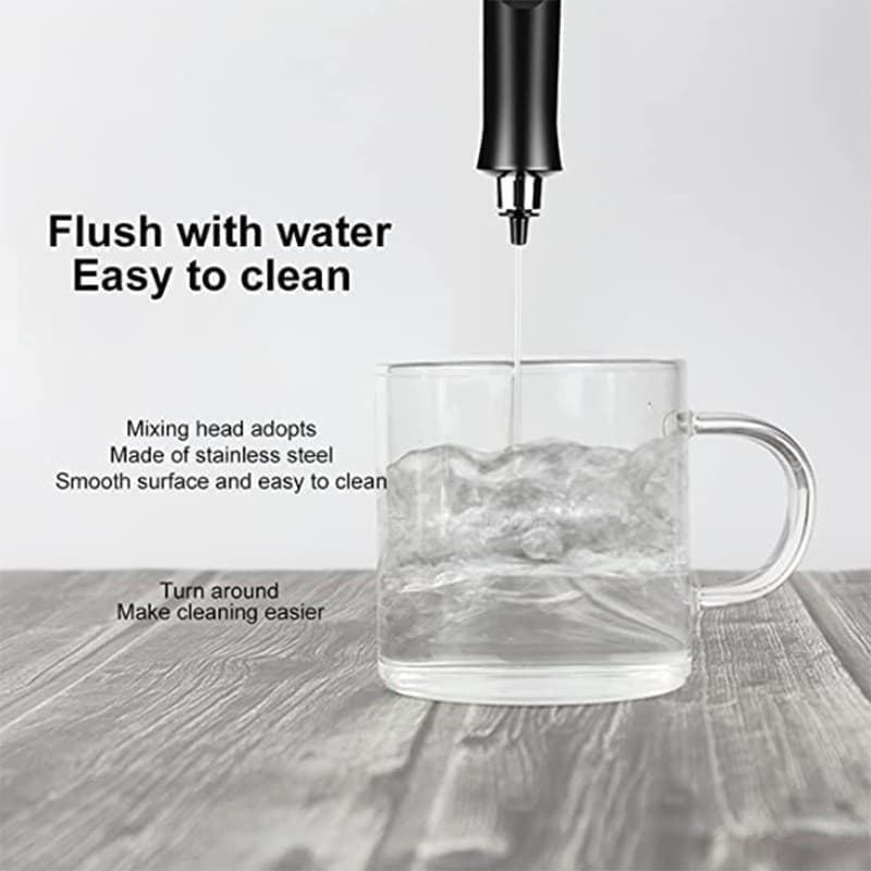 Electric Whisk USB Rechargeable with 3 Speeds, Egg Beater Milk Frother for Coffee and Cappuccino, Compatible with Most Brands, Black