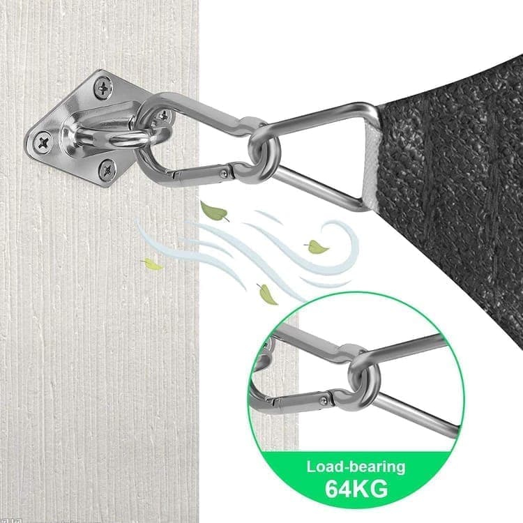 Sunshade Mounting Kit with Hooks Brackets Tension Screws Carabiners and Pad Eyes
