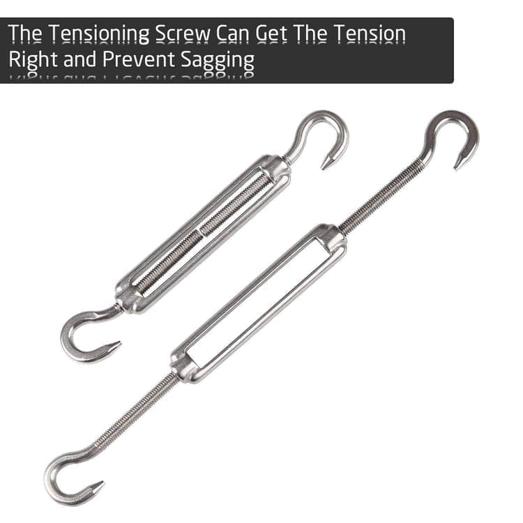 Sunshade Mounting Kit with Hooks Brackets Tension Screws Carabiners and Pad Eyes