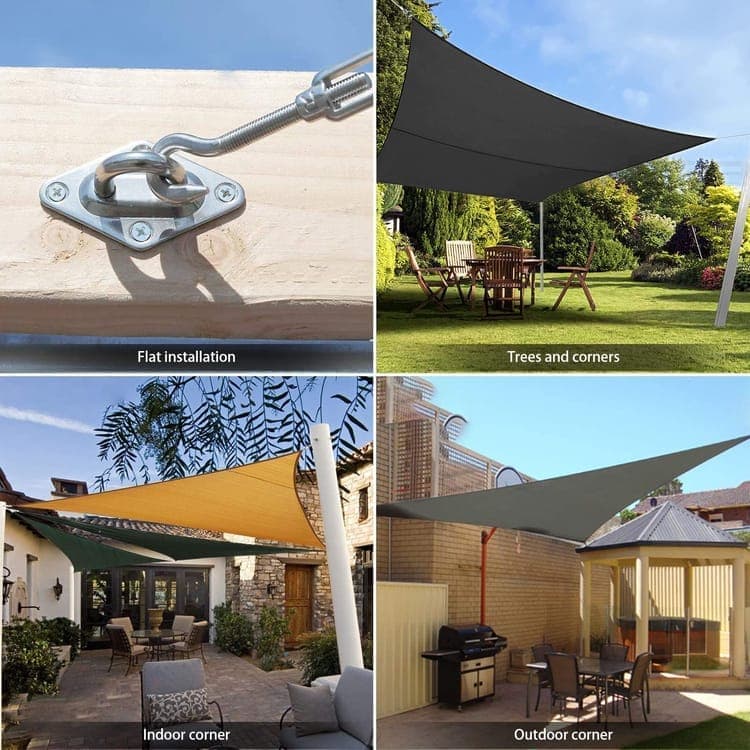 Sunshade Mounting Kit with Hooks Brackets Tension Screws Carabiners and Pad Eyes