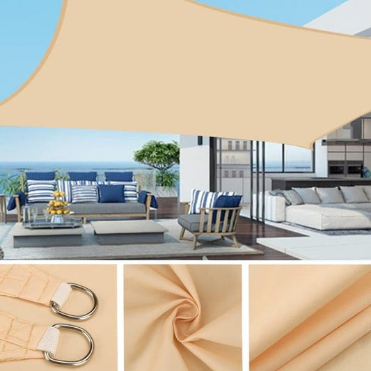 3X5M Waterproof UV Protective Sun Sail for Garden Terrace Pool and Camping, Light Orange, with Compatible Outdoor Shade Protection