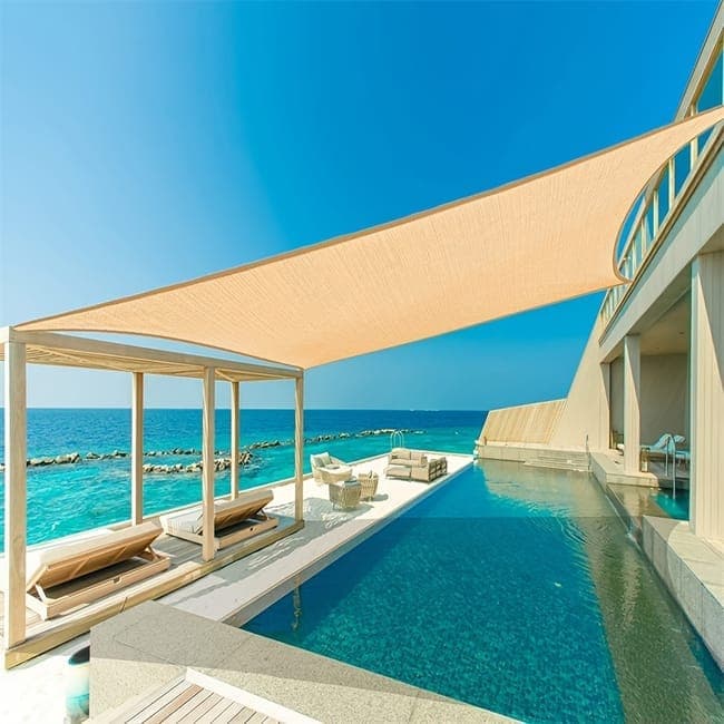 3X5M Waterproof UV Protective Sun Sail for Garden Terrace Pool and Camping, Light Orange, with Compatible Outdoor Shade Protection