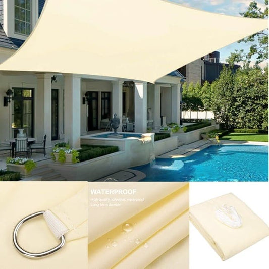 3m x 3m Waterproof UV Protective Sun Sail for Garden Terrace Pool and Camping, Beige