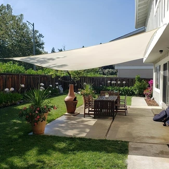 3m x 3m Waterproof UV Protective Sun Sail for Garden Terrace Pool and Camping, Beige