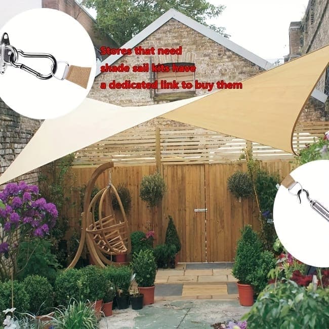 3m x 3m Waterproof UV Protective Sun Sail for Garden Terrace Pool and Camping, Beige