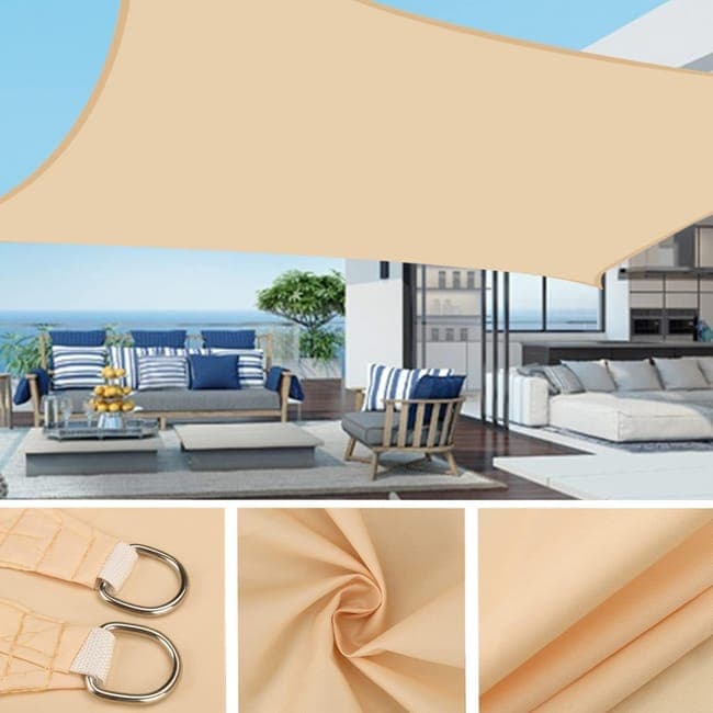 3m x 3m Waterproof UV Protective Sun Sail for Garden Terrace Pool and Camping, Light Orange