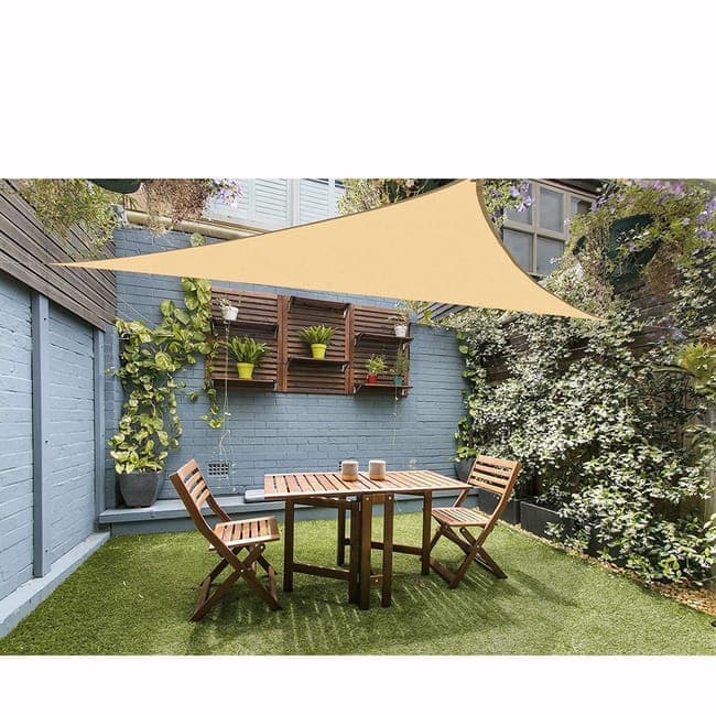 3m x 3m Waterproof UV Protective Sun Sail for Garden Terrace Pool and Camping, Light Orange
