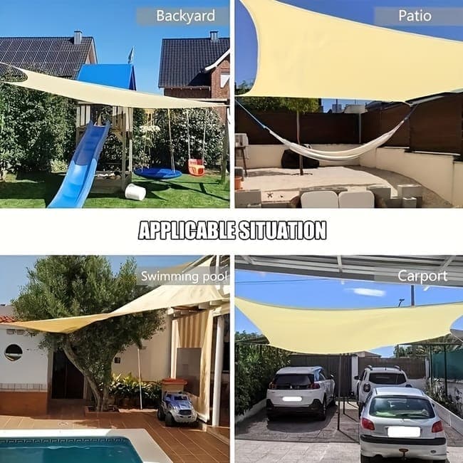 3m x 3m Waterproof UV Protective Sun Sail for Garden Terrace Pool and Camping, Light Orange