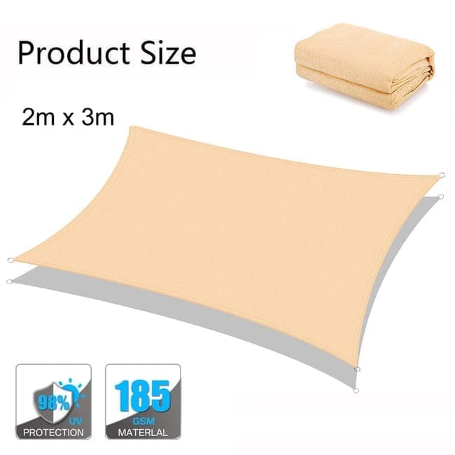 3m x 3m Waterproof UV Protective Sun Sail for Garden Terrace Pool and Camping, Light Orange