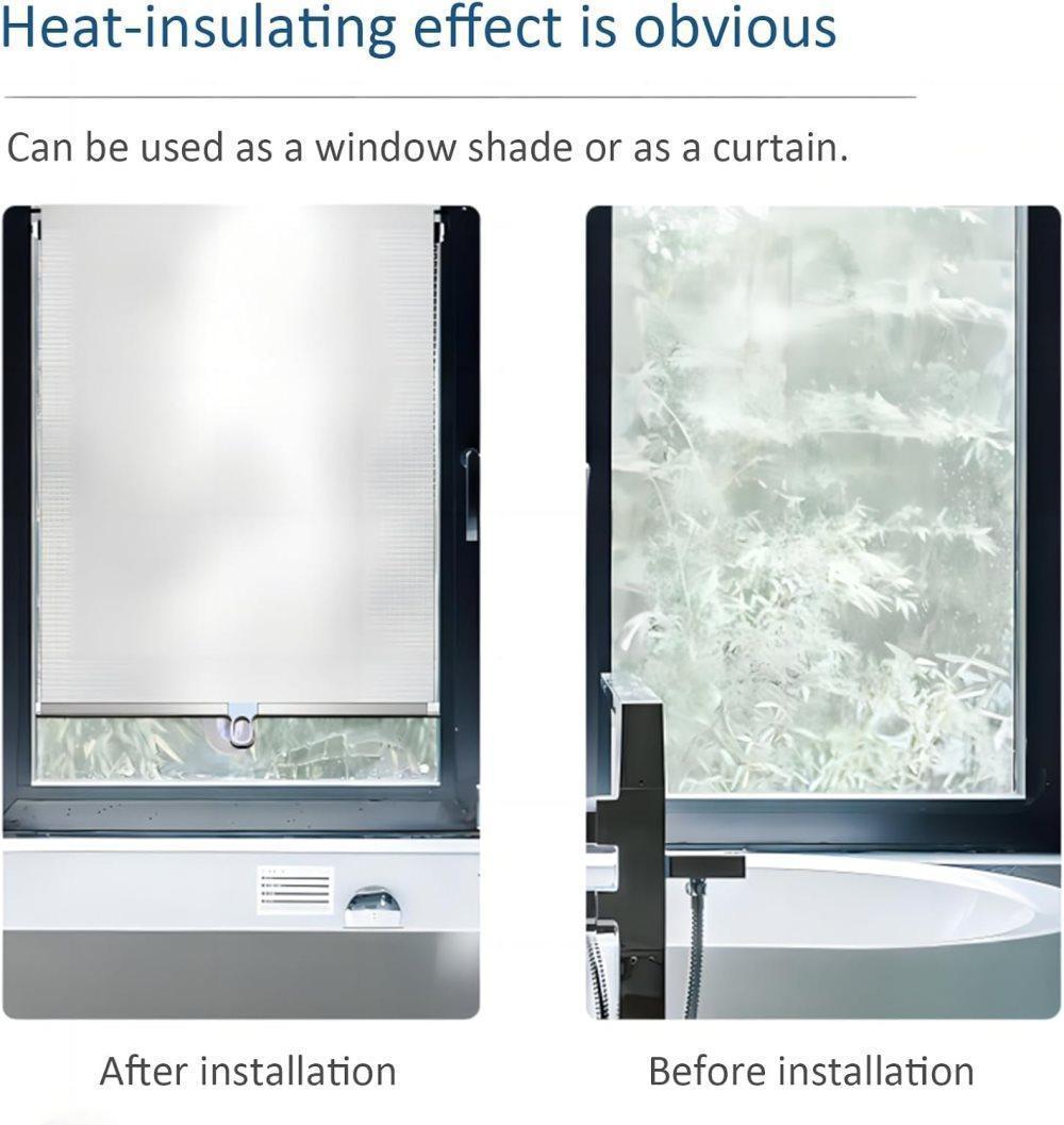 2-Pack Blackout Roller Blinds with Suction Cups, Telescopic Portable Sunshade, Silver, 50×125CM