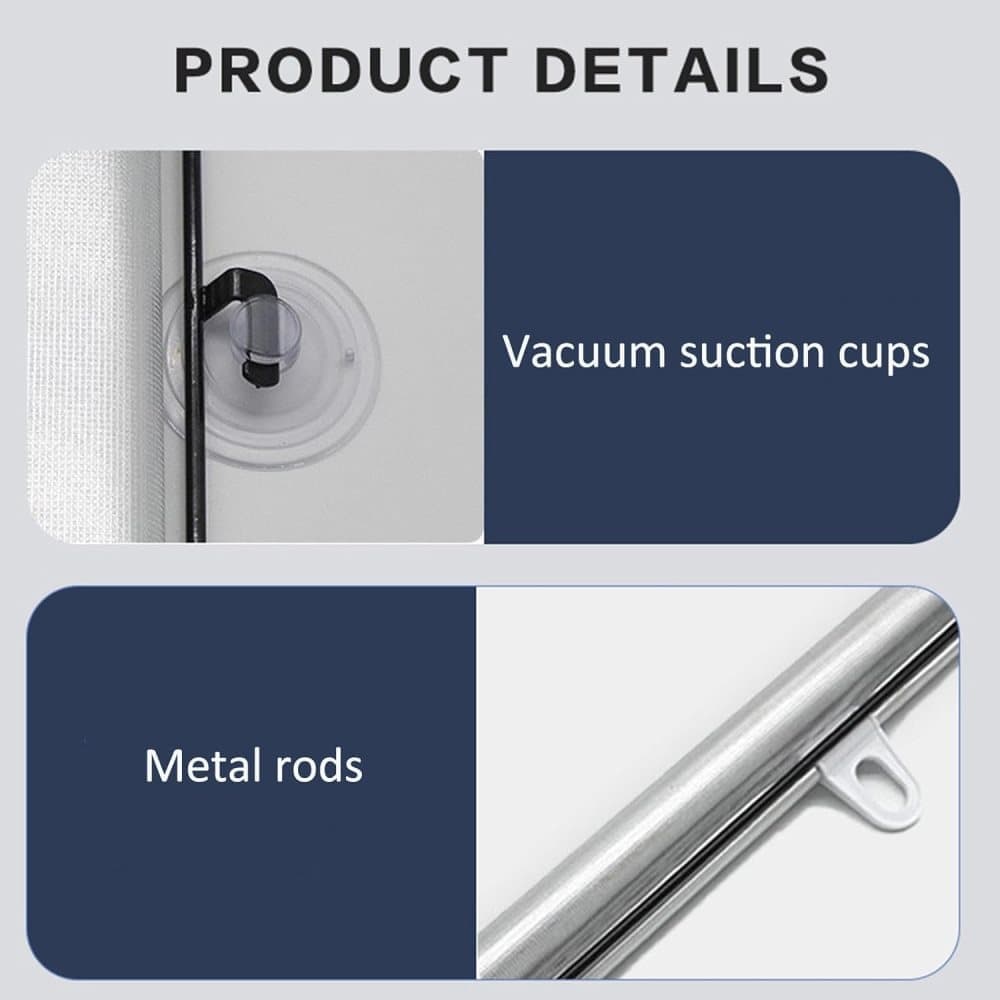 2-Pack Blackout Roller Blinds with Suction Cups, Telescopic Portable Sunshade, Silver, 50×125CM