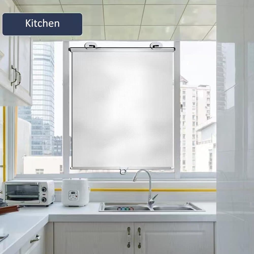 2-Pack Blackout Roller Blinds with Suction Cups, Telescopic Portable Sunshade, Silver, 40×60CM