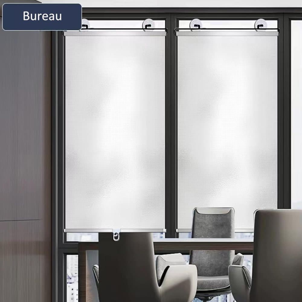 2-Pack Blackout Roller Blinds with Suction Cups, Telescopic Portable Sunshade, Silver, 40×60CM