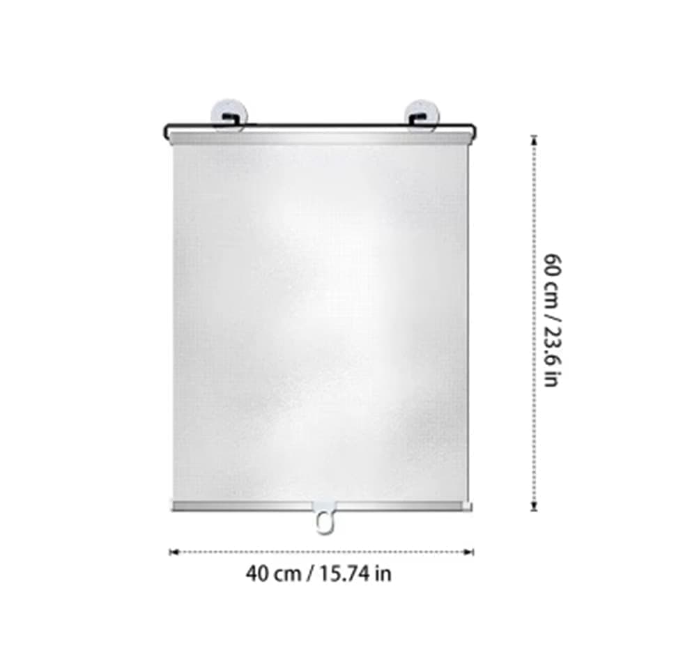 2-Pack Blackout Roller Blinds with Suction Cups, Telescopic Portable Sunshade, Silver, 40×60CM