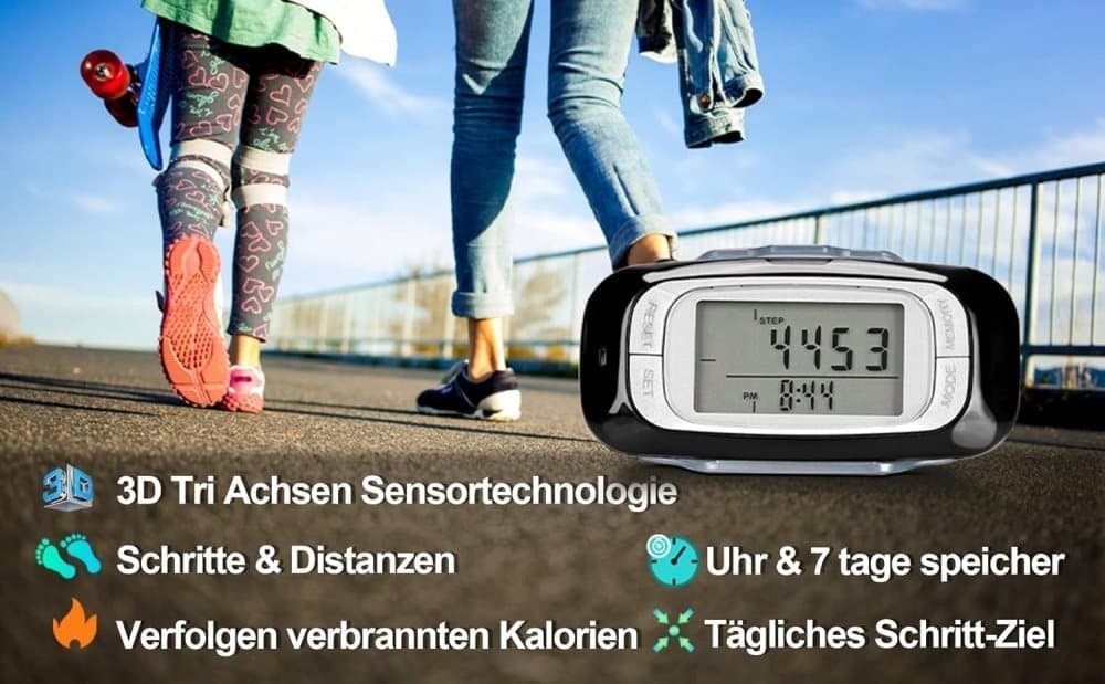 3D Sensor Pedometer, Multifunctional Step Counter for Daily Exercise and Health Tracking