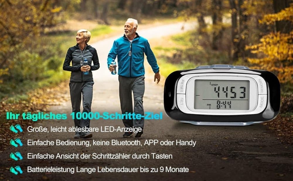 3D Sensor Pedometer, Multifunctional Step Counter for Daily Exercise and Health Tracking