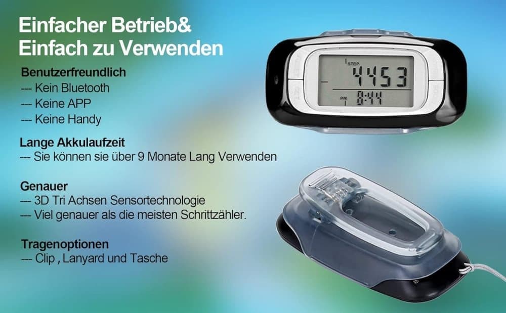 3D Sensor Pedometer, Multifunctional Step Counter for Daily Exercise and Health Tracking