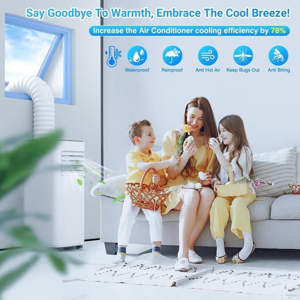 Window Seal for Portable AC with Zipper and Tape, Compatible with All Mobile Air Conditioners, 300 x 32cm