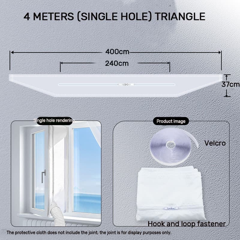 Window Seal Sealing Cloth for Portable AC with Zipper and Tape, Compatible with All Mobile Air Conditioners, 400 x 37cm