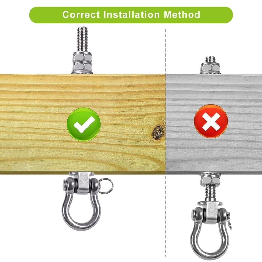 Stainless steel swing hooks 180° rotating for swings and hammocks, durable easy assembly