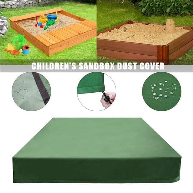 Waterproof Sandbox Cover 120x120cm, Green, UV Protection Dustproof Oxford Fabric with Drawstring, Portable for Garden Pool Furniture