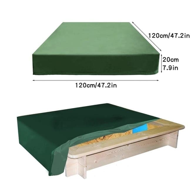 Waterproof Sandbox Cover 120x120cm, Green, UV Protection Dustproof Oxford Fabric with Drawstring, Portable for Garden Pool Furniture