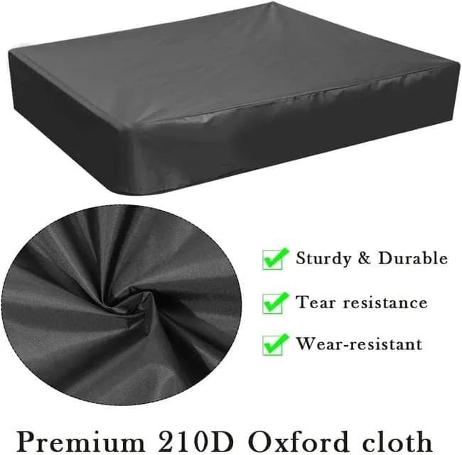 Waterproof Sandbox Cover 150x150cm, Black Oxford Fabric UV Protection Dustproof with Drawstring, Portable for Garden Pool Furniture