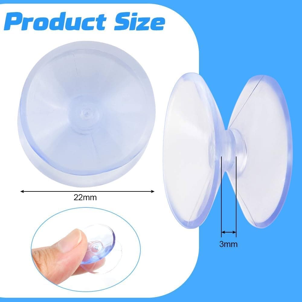 12pcs Non-Slip Suction Cups for Glass Tabletop, Transparent PVC Plastic, Double-Sided