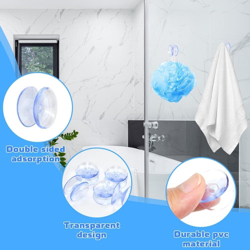 12pcs Non-Slip Suction Cups for Glass Tabletop, Transparent PVC Plastic, Double-Sided