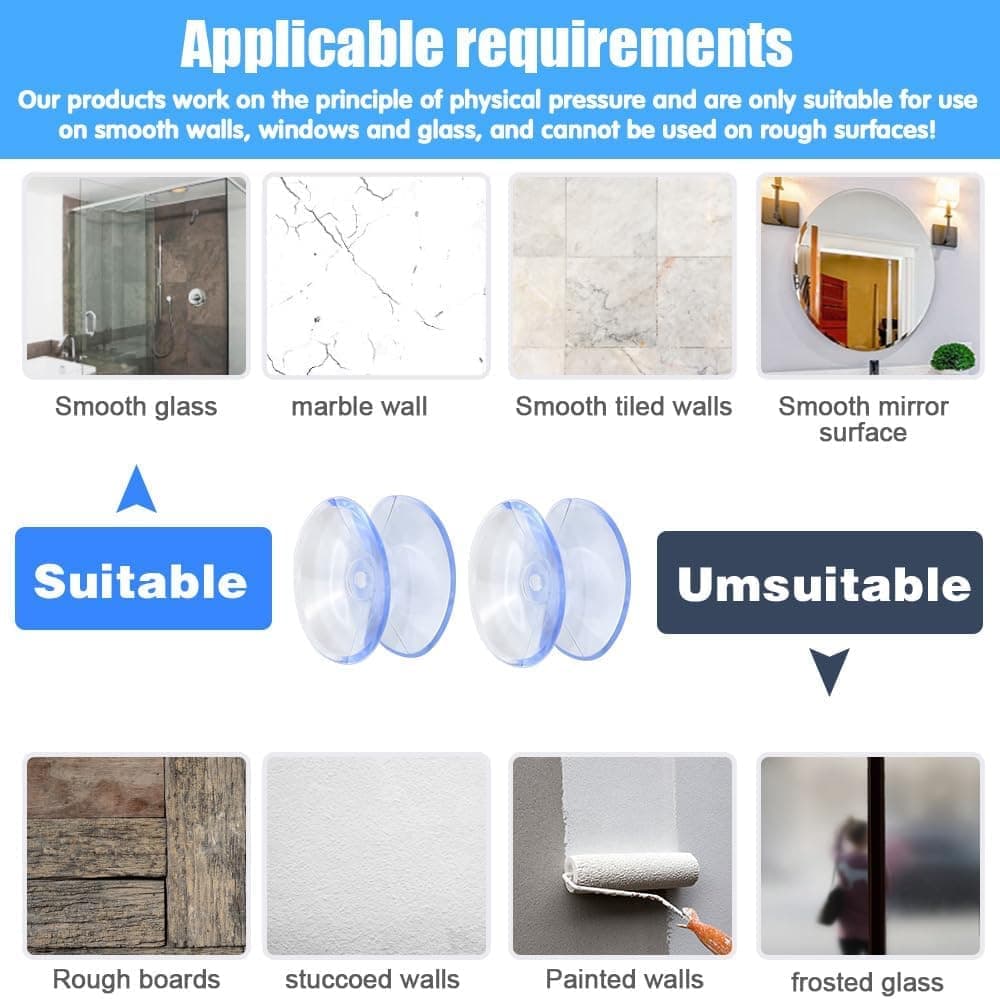 12pcs Non-Slip Suction Cups for Glass Tabletop, Transparent PVC Plastic, Double-Sided