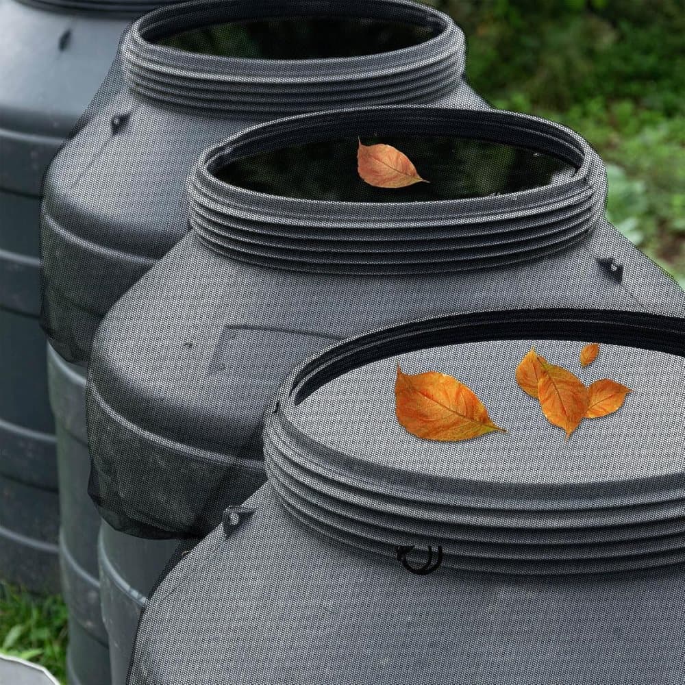 3-Pack Rain Barrel Mesh Lid Bucket Cover, Durable Polyester with Drawstring, Protects Against Debris, 60-120 cm