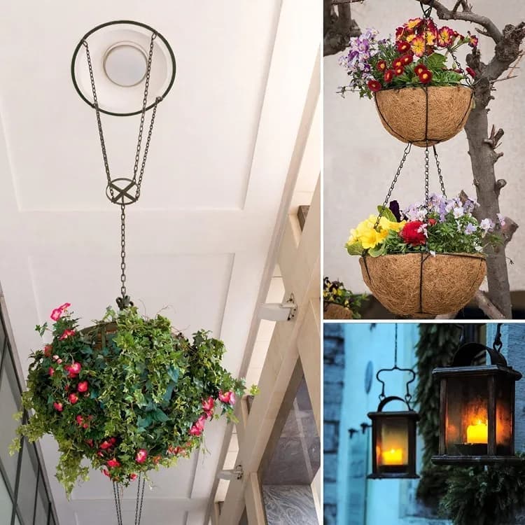 3-Pack Metal Hanging Chains for Plant Supports Bird Feeders Lanterns Wind Chimes with Strong Hooks, Outdoor Use