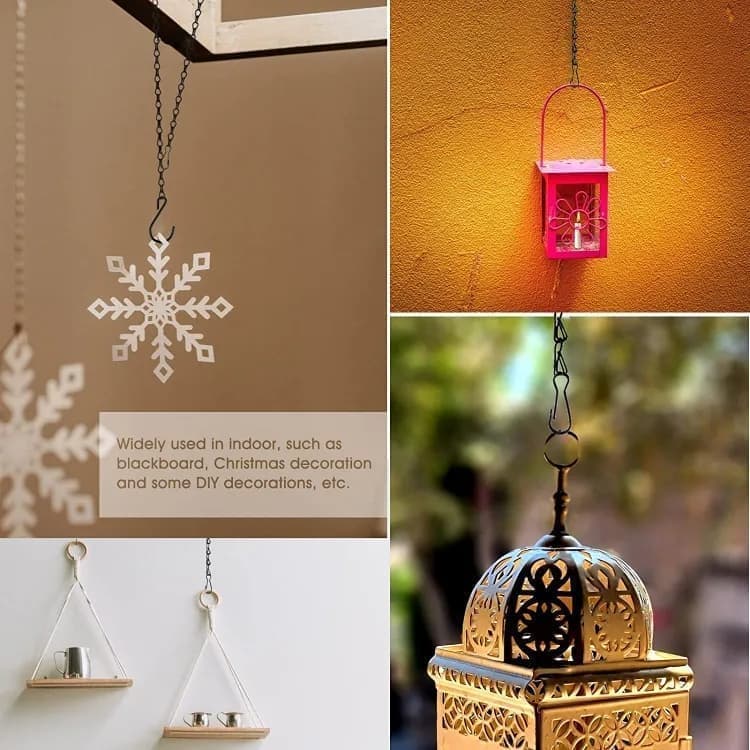 3-Pack Metal Hanging Chains for Plant Supports Bird Feeders Lanterns Wind Chimes with Strong Hooks, Outdoor Use