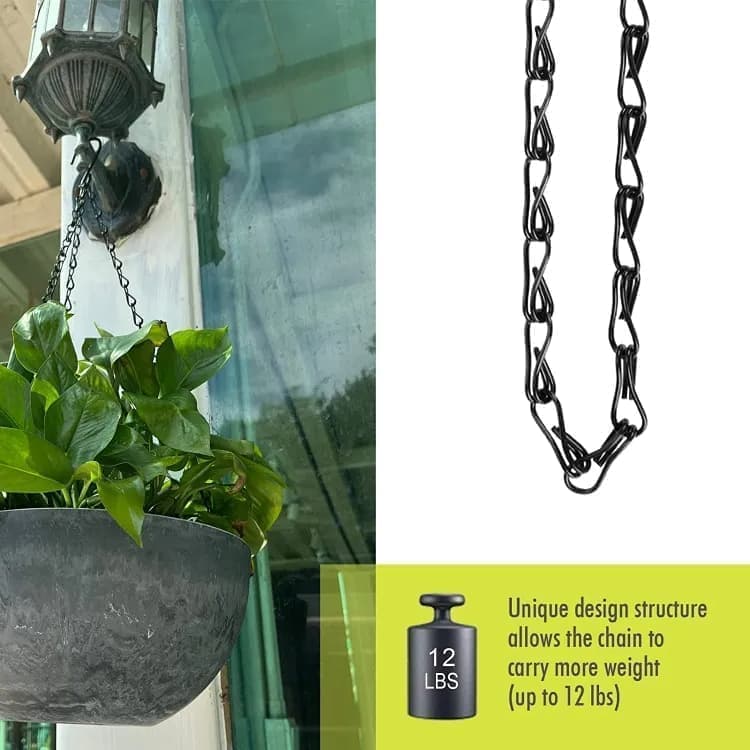 3-Pack Metal Hanging Chains for Plant Supports Bird Feeders Lanterns Wind Chimes with Strong Hooks, Outdoor Use