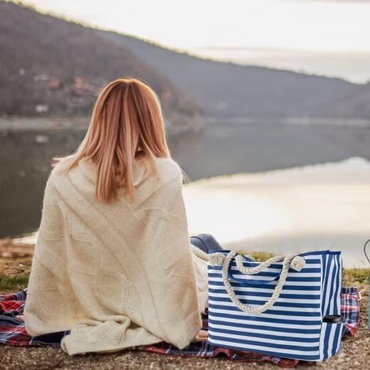 Large Waterproof Beach Bag for Women, Black, Spacious Picnic Shopper Tote, Extra Large