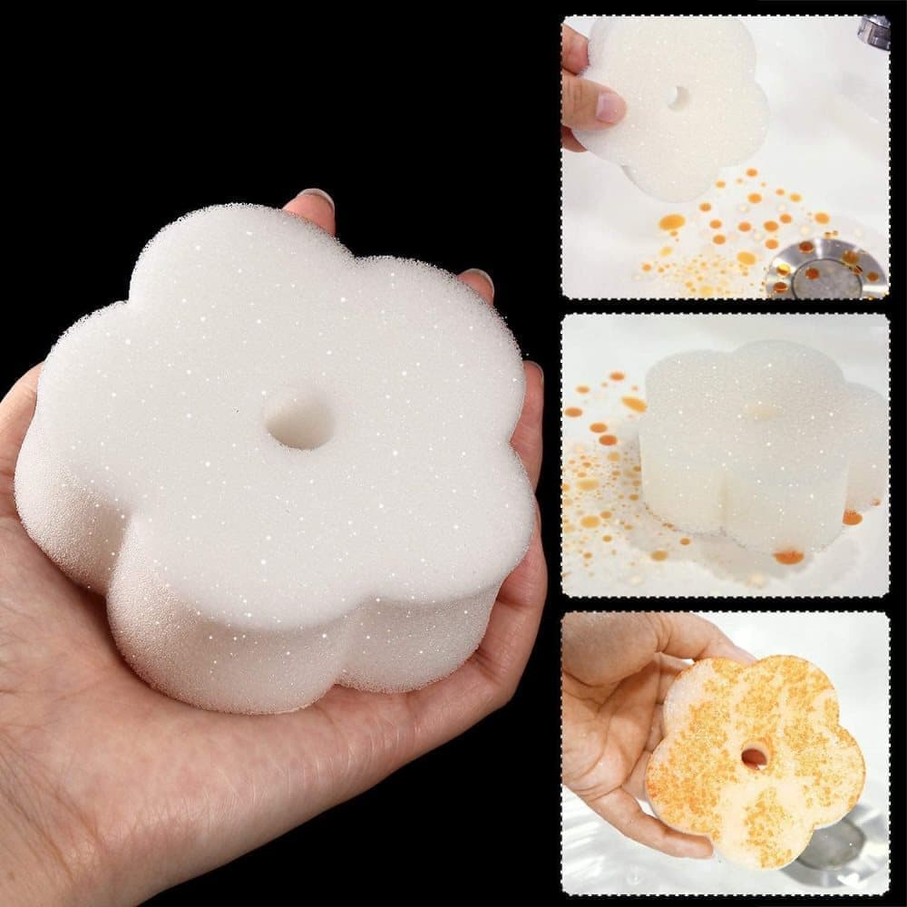 50-Pack Oil Absorbing Sponges for Pool, Flower Shaped, Effective Oil and Dirt Removal