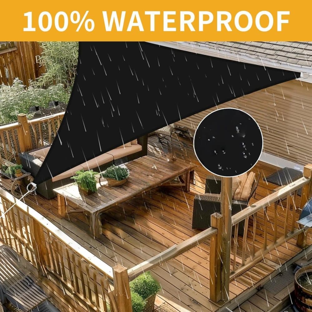 4x4x5.7m Waterproof Triangular Sun Sail UV Protection for Garden Terrace and Pool, Light Brown