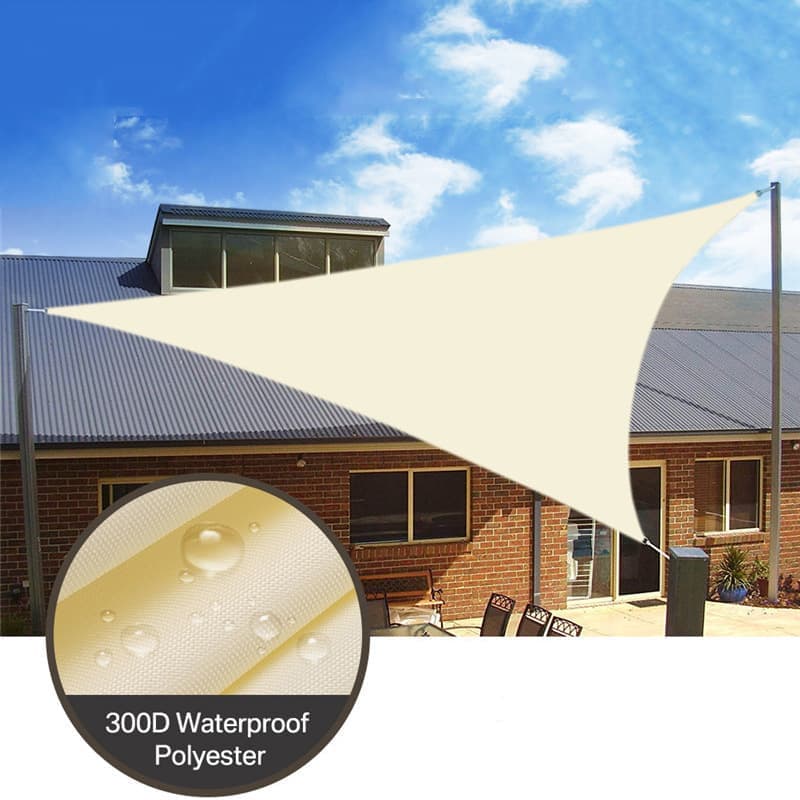 5x5x7M Waterproof Triangular Sun Sail UV Protection for Garden Terrace and Pool, Light Brown