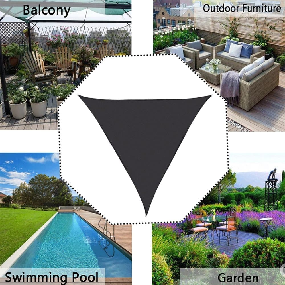 5x5x7M Waterproof Triangular Sun Sail with UV Protection for Garden Terrace and Pool, White, Includes Mounting Materials