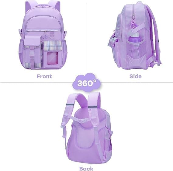 1PCS Cute Kawaii Girls School Backpack with Compartments, 15.6 Inch, Pink for Elementary School Kids & Teenage Girls