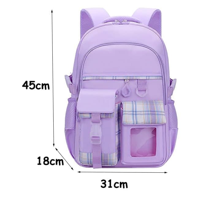 1PCS Cute Kawaii Girls School Backpack with Compartments, 15.6 Inch, Pink for Elementary School Kids & Teenage Girls