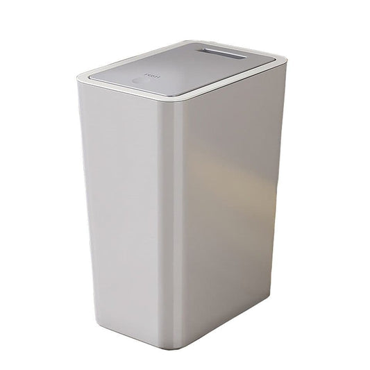 10L Gray Trash Can with Lid, Durable Corrosion-Resistant Odor and Leak Proof for Kitchen Bathroom Living Room, 10L